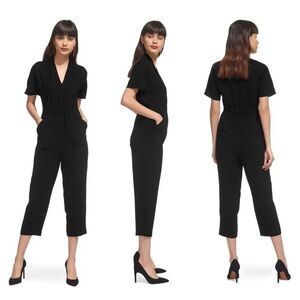 Whistles black Mercy crepe pants jumpsuit v-neck cropped short sleeve US8/UK12